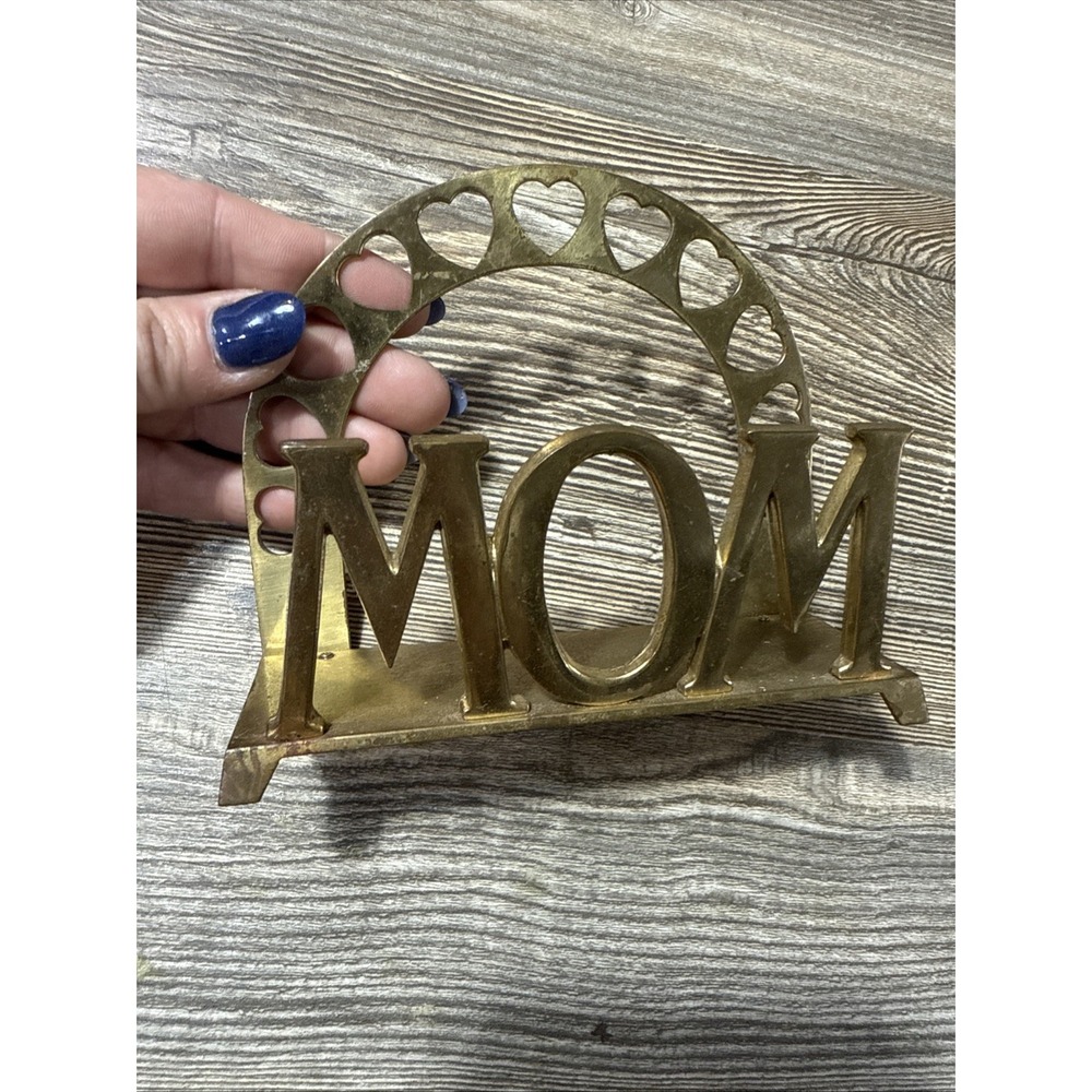 Vintage Russ Brass Mom‎ Napkin Holder Arch of Hearts